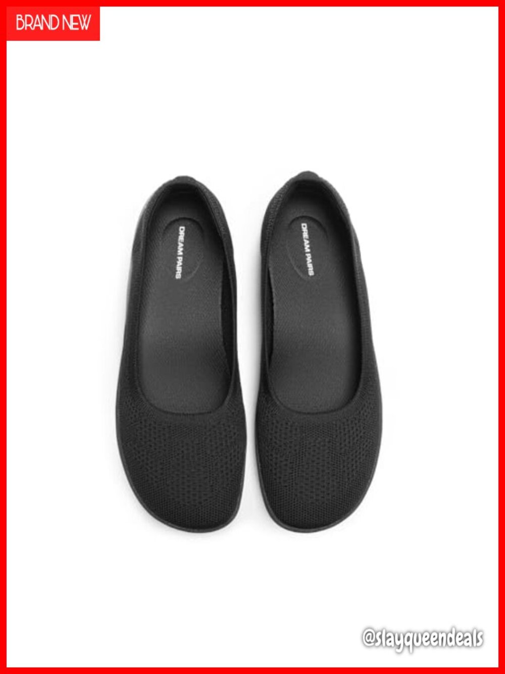 Wide Toe Knit Flats with Arch Support Comfortable Pull-On